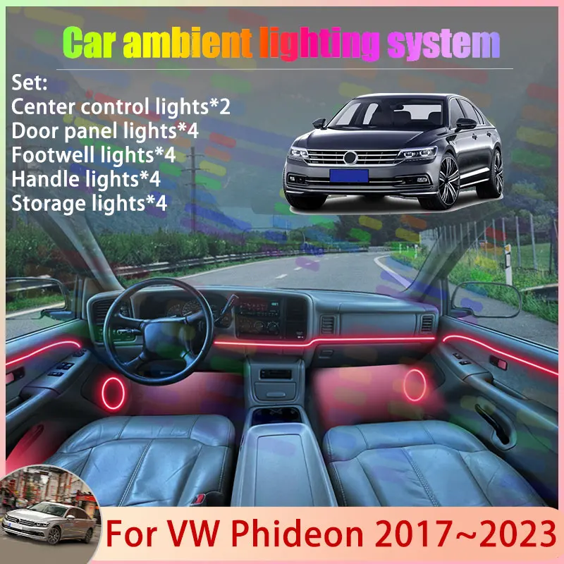 

For Volkswagen Phideon 2017~2023 3E 2/24 in 1 Car Atmosphere Light Lamp RGB Shade Ensemble Streamer Atmosphere Set Accessories