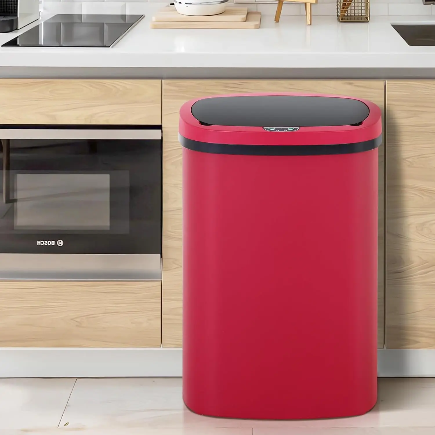 

Automatic Kitchen Trash Can Touch Free Garbage Can with Lid Brushed Waste Bin for Home Office Bedroom Bathroom