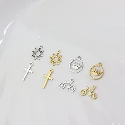 10pcs Stainless Steel Sun Cross Fashion Jewelry Charms Pendant DIY Handcraft  Vacuum Plate Waterproof Antiallergic