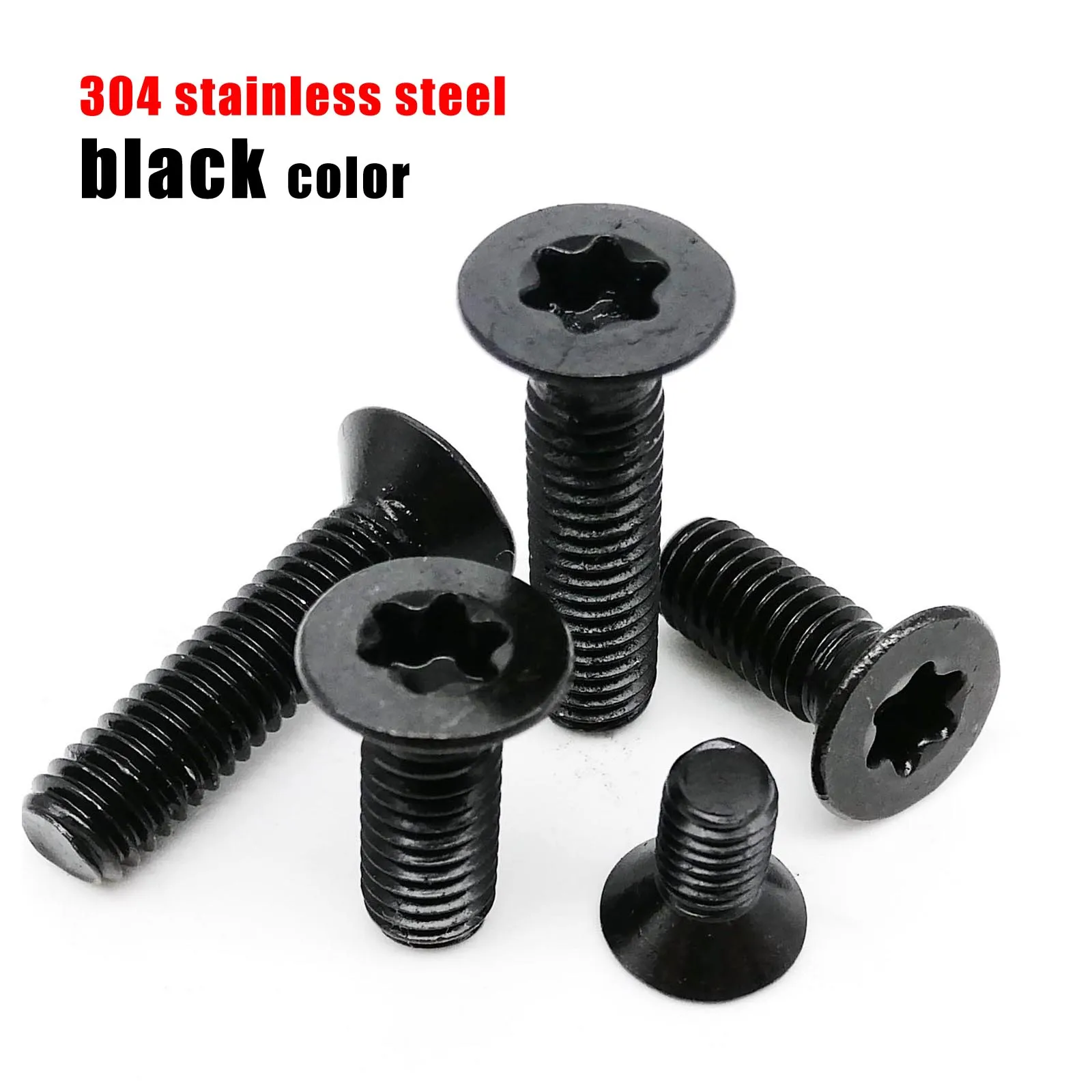 HZYUEGOU M2 M2.5 M3 M4 M5 M6 M8 Schwarz 304 A2-70 Edelstahl GB2673 Sechsrundschraube Sechsrund-Torx-Kopf Flachkopfschraube – Detail 4
