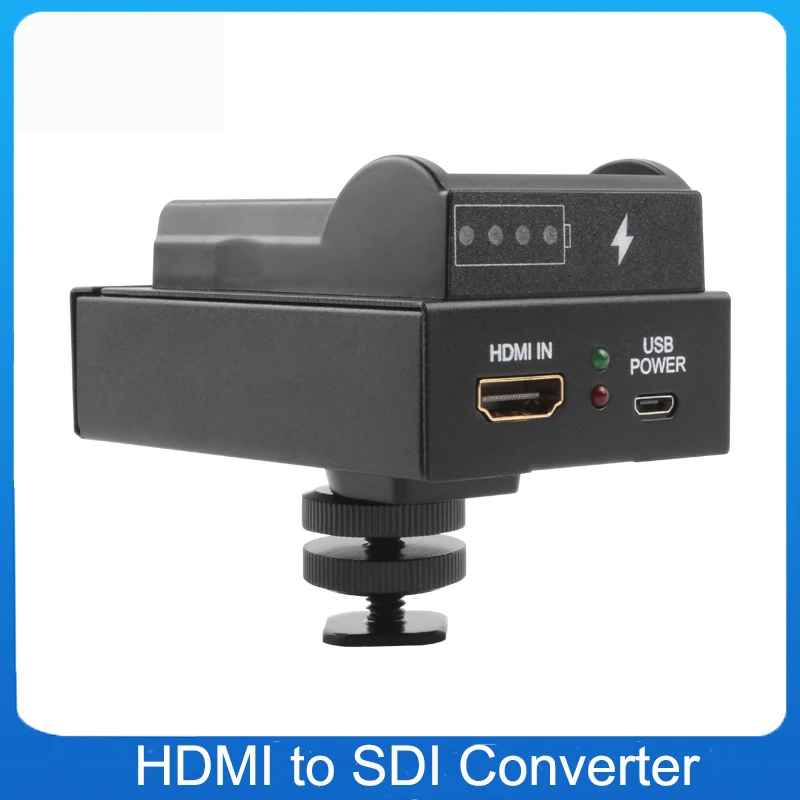 HDMI to SDI to HDMI Compatible SDI Adapter Video Converter with NP-F Battery Plate for Camera Audio/video Monitor Transmission