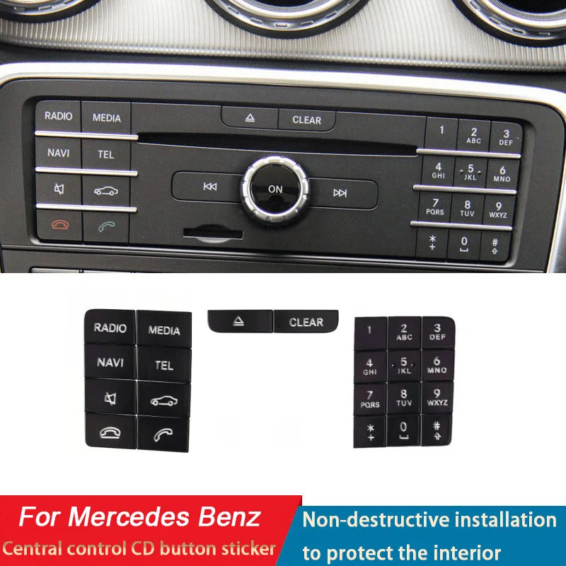 

Black Car Central Control CD Number Keys Multimedia Volume ON Button Cover For Mercedes Benz GLA CLA GLE GLS X156 C117 W166 X166