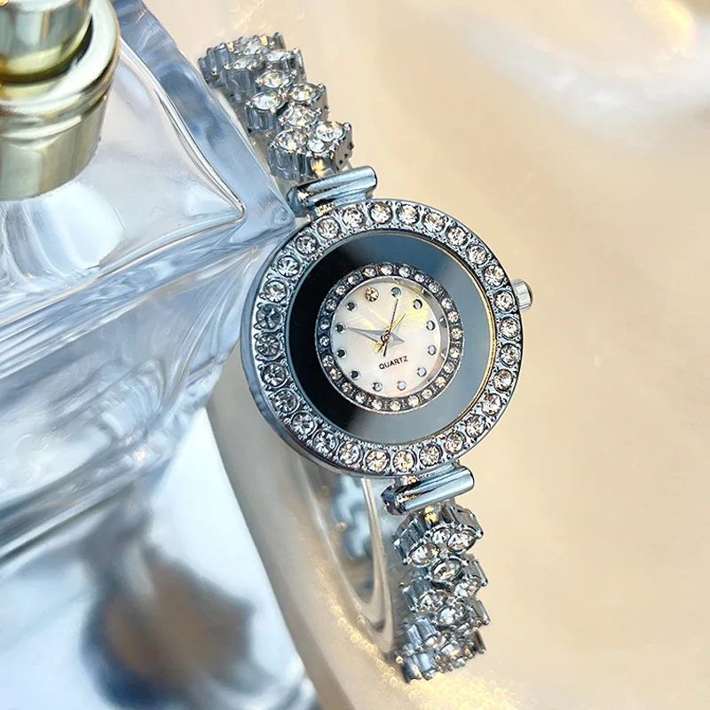 

Роскошные женские часы, модные женские часы с бриллиантовой шкалой, простой стальной ремень, кварцевые наручные часы для женщин, Relógio Feminino