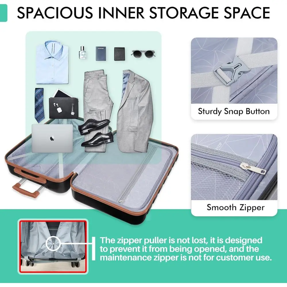 حقيبة ABS متوسطة الحجم مقاس 24 بوصة مع 4 عجلات، قفل TSA، خفيفة الوزن للسفر #4