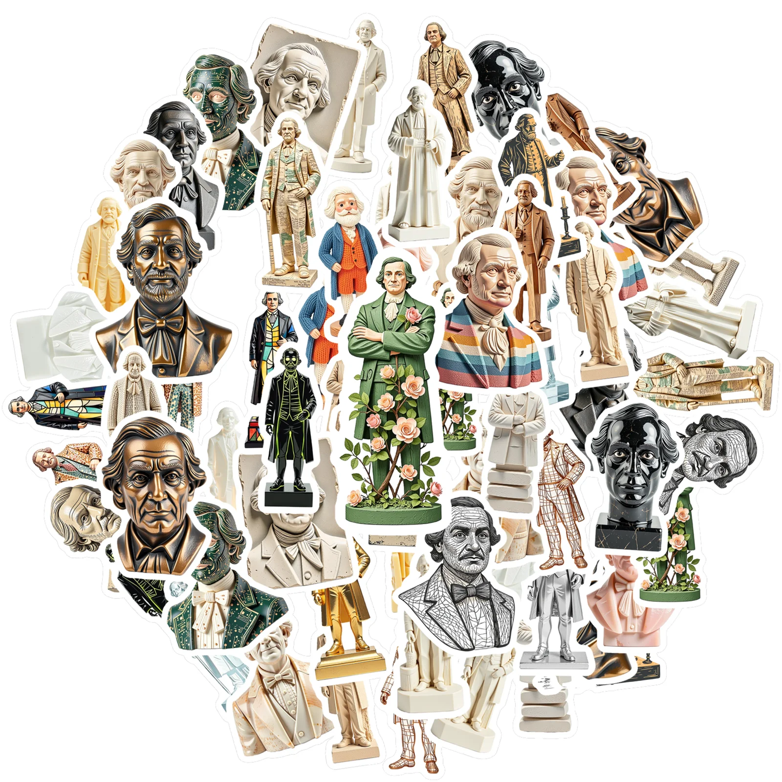 

35-100 шт. художественные статуи, наклейки, винтажные исторические фигуры, классические художественные наклейки, исторические наклейки для ноутбука, сделай сам