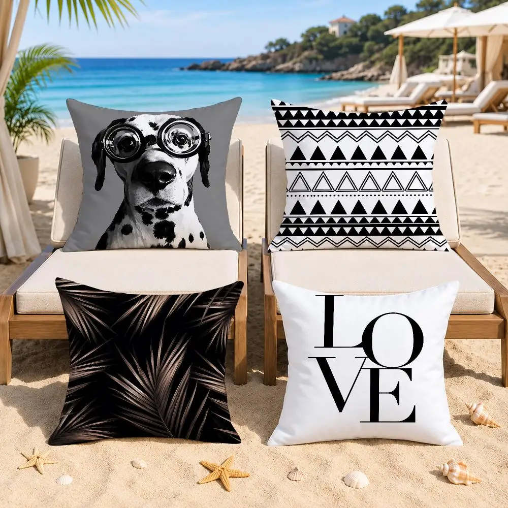 Minimal Black White Art Cushion Cover Double-Sided Printed Bedroom Bedside Pillow Sofa Cushion Cover