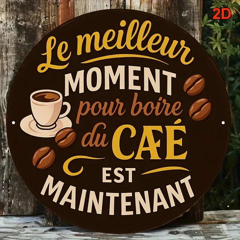CIFBUY Vintage French Style Coffee Sign Aluminum Wall Art Waterproof Durable Decor for Cafe Kitchen Bar Office Home