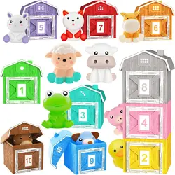 Farm Animal Matching House Montessori Toys For Toddler Rainbow Finger Puppet Number Cognition Color Sorting Pairing Games