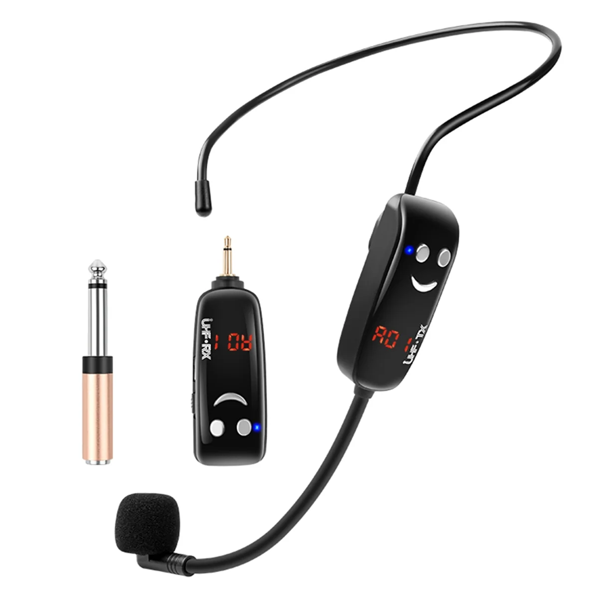 POP-lUHF ไมโครโฟนไร้สายสวมชุดหูฟังดิจิตอลจอแสดงผลชุดหูฟังไมโครโฟน Little Bee ลําโพงการสอน