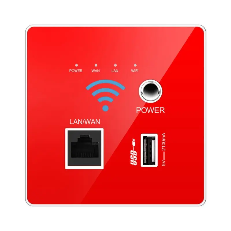 300M Transmission Rate Wireless WIFI Wall Embedded Router USB Charging Socket WiFi Repeater for Home Use Drop Shipping