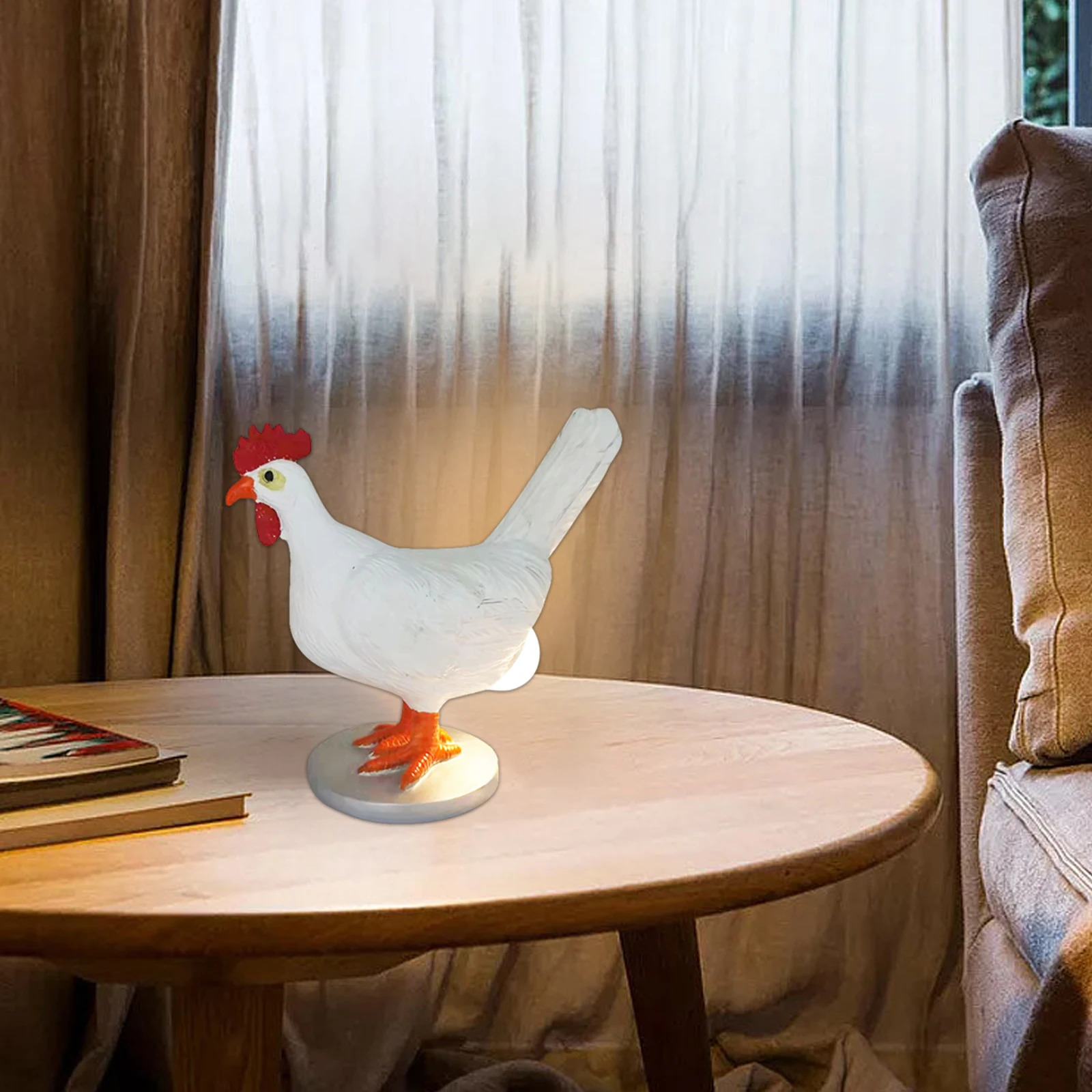 USB Animal Decorative Night Lamp Simulation Resin Taxidermy Chicken Lamps Funny Desktop Ornaments Holiday Gifts Party Decoration