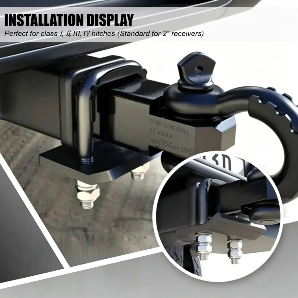 Heavy Duty Hitch Clamp for 2 Inch Trailer Hitches, Rubber Isolator and Anti-Rust Double Coating Protective, Black