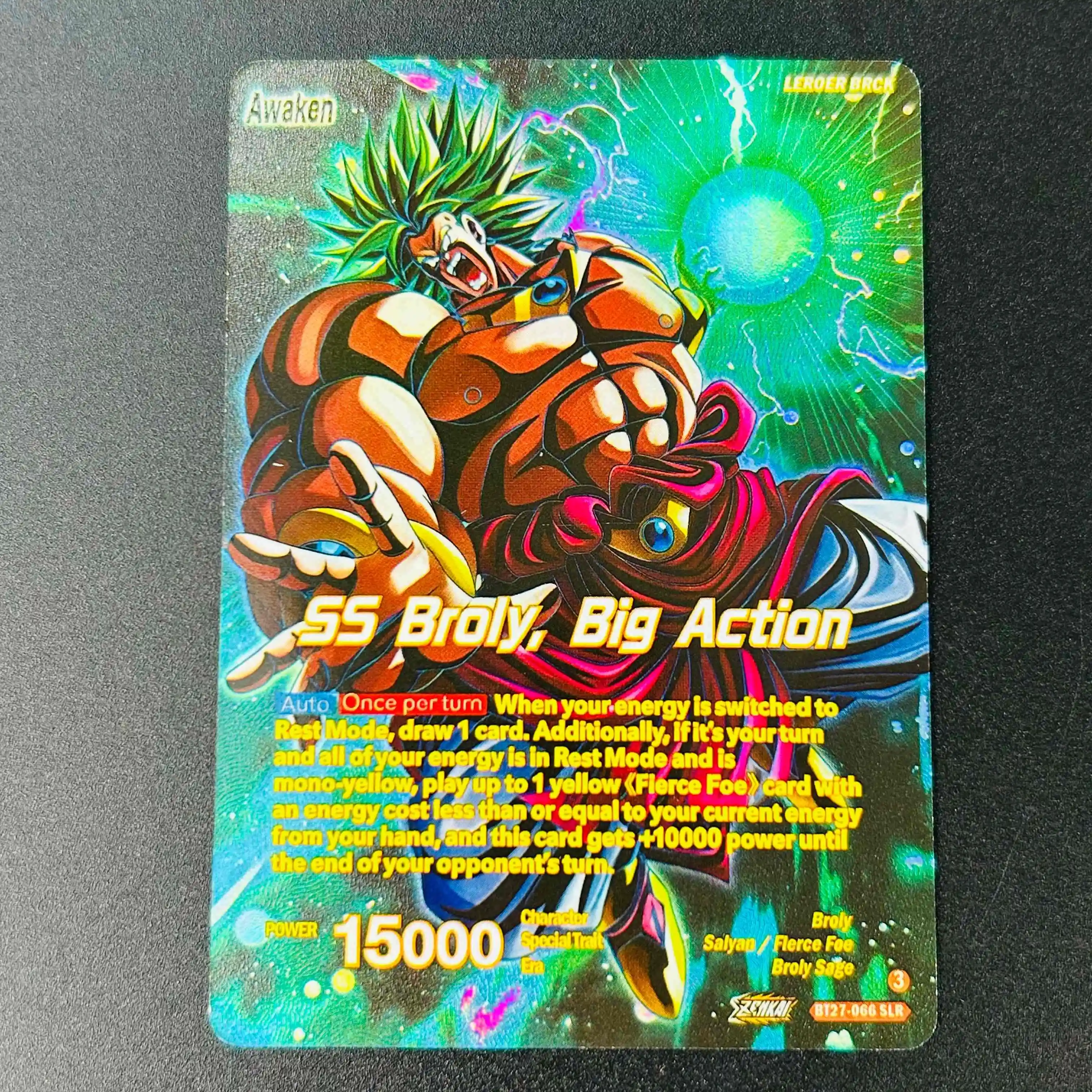 Dragon Ball Super SS Broly Big Action SLR Full Art Holo DIY Textured Mint Premium Anime Collectible Card