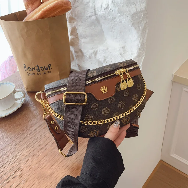 

2025 Chain-Integrated Chest Bag, Retro Convertible Shoulder & Crossbody Purse for Women, Vintage-Inspired Day to Night Carryall