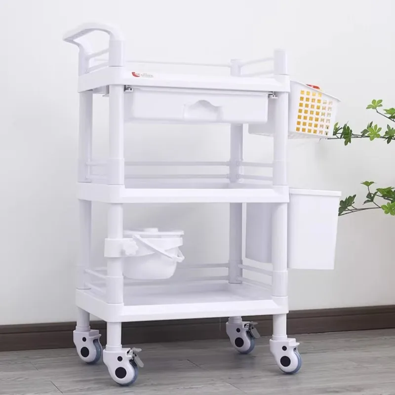 Plastic Beauty Cart, Multifunctional Treatment Trolley, Mobile Rolling Storage Stand for Salon, Clinic, Aesthetician Organizer