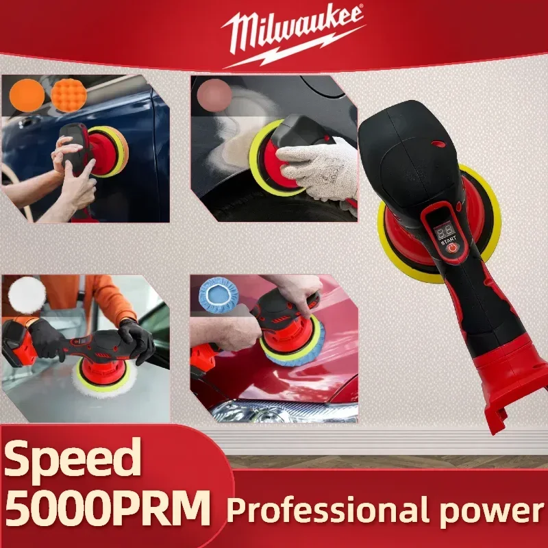 Milwaukee 18V Cordless Car Polisher 8 Gears Electric Auto Polishing Machine Waxing Sanding Sealing Precise Speed Regulation