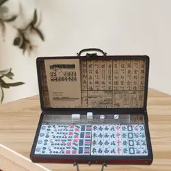 Traditional Chinese Mahjong with Carrying Case Tabletop Games Portable Family