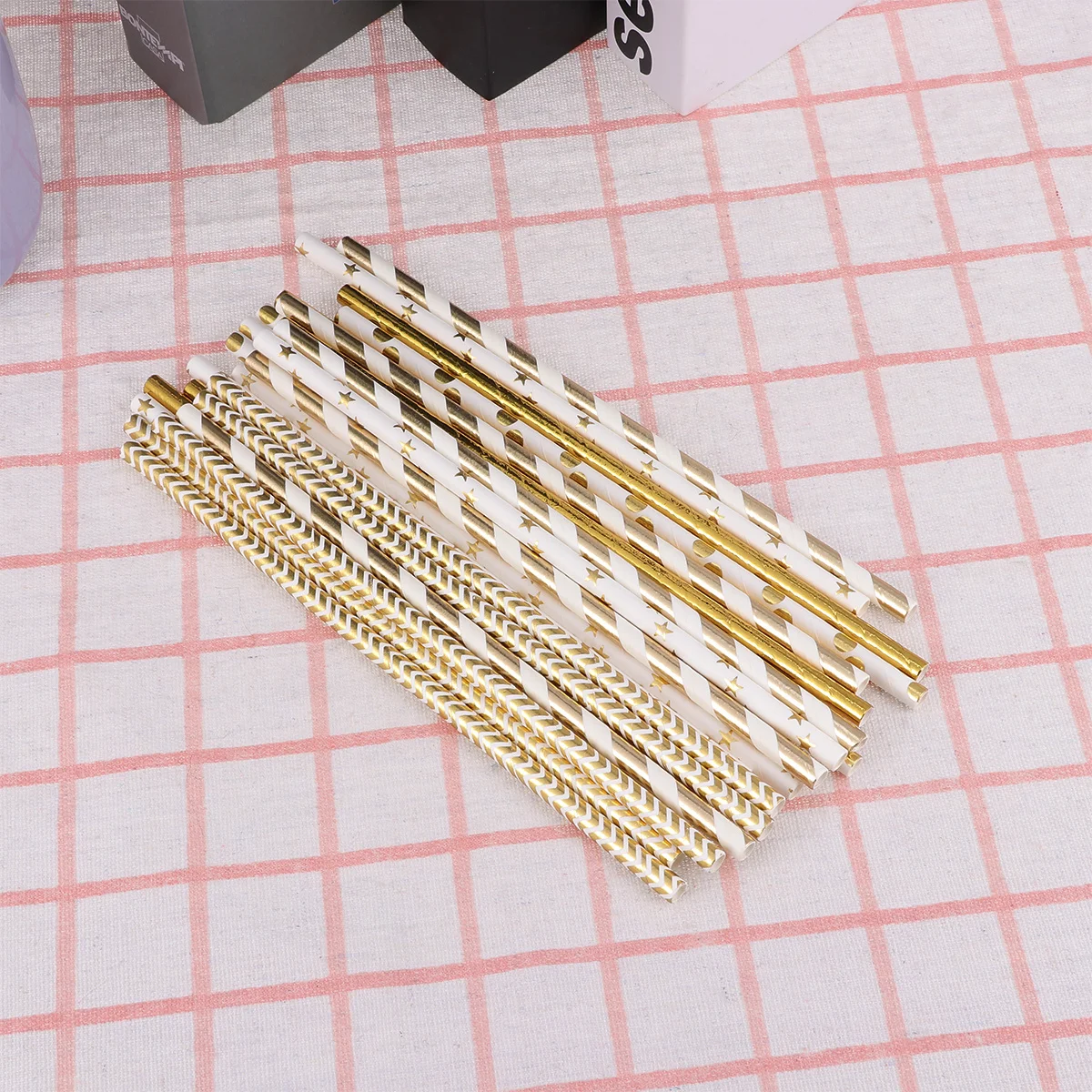 

50 pcs Glitter Biodegradable Paper Straws For Drinking Smoothies Iced Coffee Juices Party Decoration Wedding Baby Shower Kitchen