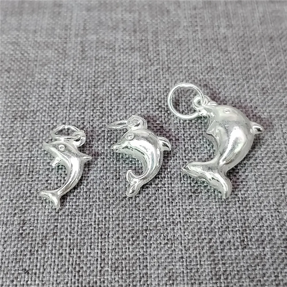 4 Pieces of 925 Silver Hollow Dolphin Charms 3D Marine Life Pendant for Bracelet Necklace