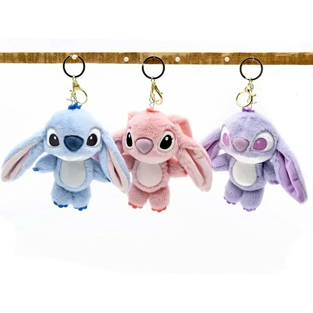 NEWCartoon Stitch Pluche Sleutelhanger Zacht Speelgoed Leuke Knuffel Hanger Cadeau voor Meisjes Engel Pop Tas Charme Kinderen Verjaardagscadeau