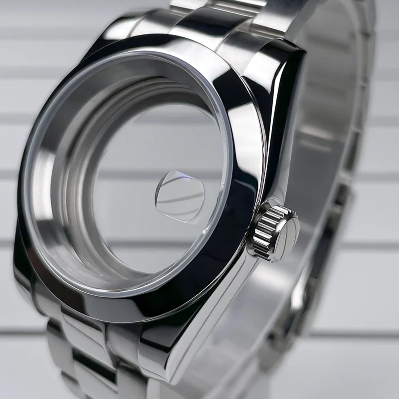 39mm DJ NH35 Case Steel Flat Bezel Sapphire Glass 28.5mm Dial For Seiko Mod Modification Parts Fit NH35 NH36 Movement Watch Case