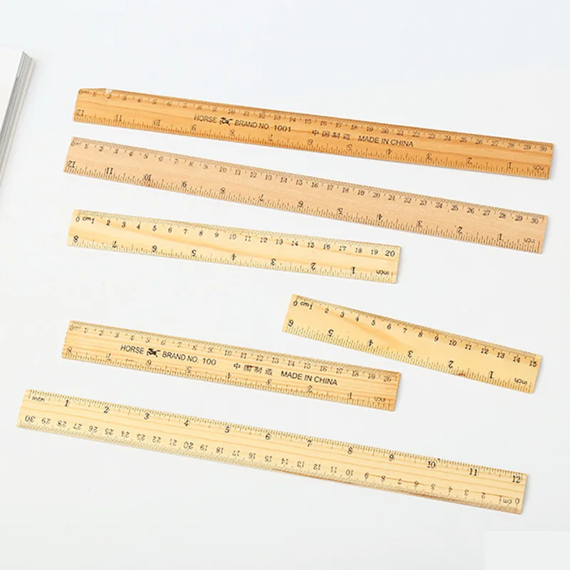 3pcs 15cm 20cm 30cm Wooden Ruler Precision Measurement Tool for Writing Drawing Learning Office Stationery Student Gift Ruler