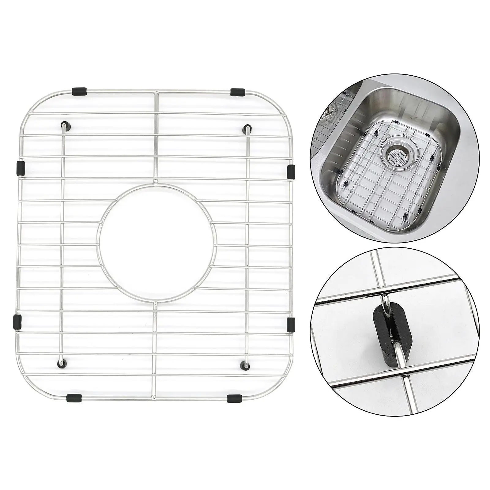 Protective Sink Grid Stainless Steel Side Drain Rack for Kitchen Dish Drying and Utensil Storage Non-slip Design