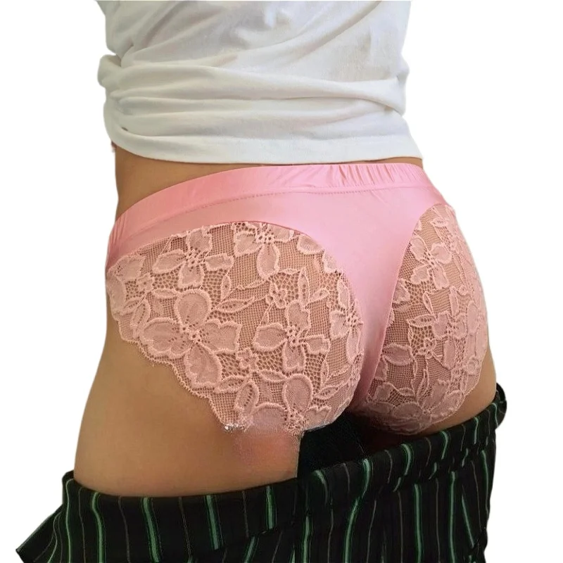 Lace Men Briefs Shiny Silky Sexy Pouch Underwear Men Stain Ropa Interior Hombre Erotic Male Lingerie Tanga Youth Sissy Panties