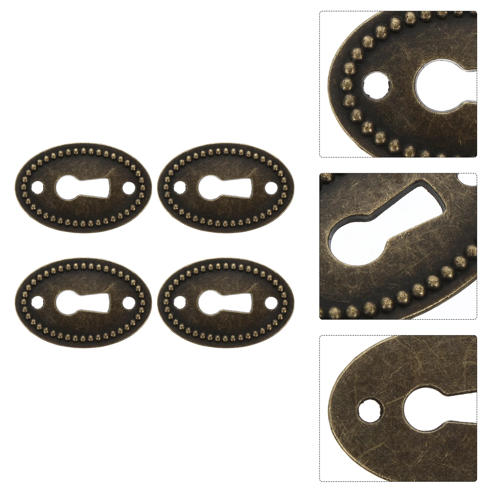 

20 Pcs Oval Keyhole Cover Plate Vintage Zinc Alloy 38x25MM Furniture Hardware Key Drawer Trim Brass Finish