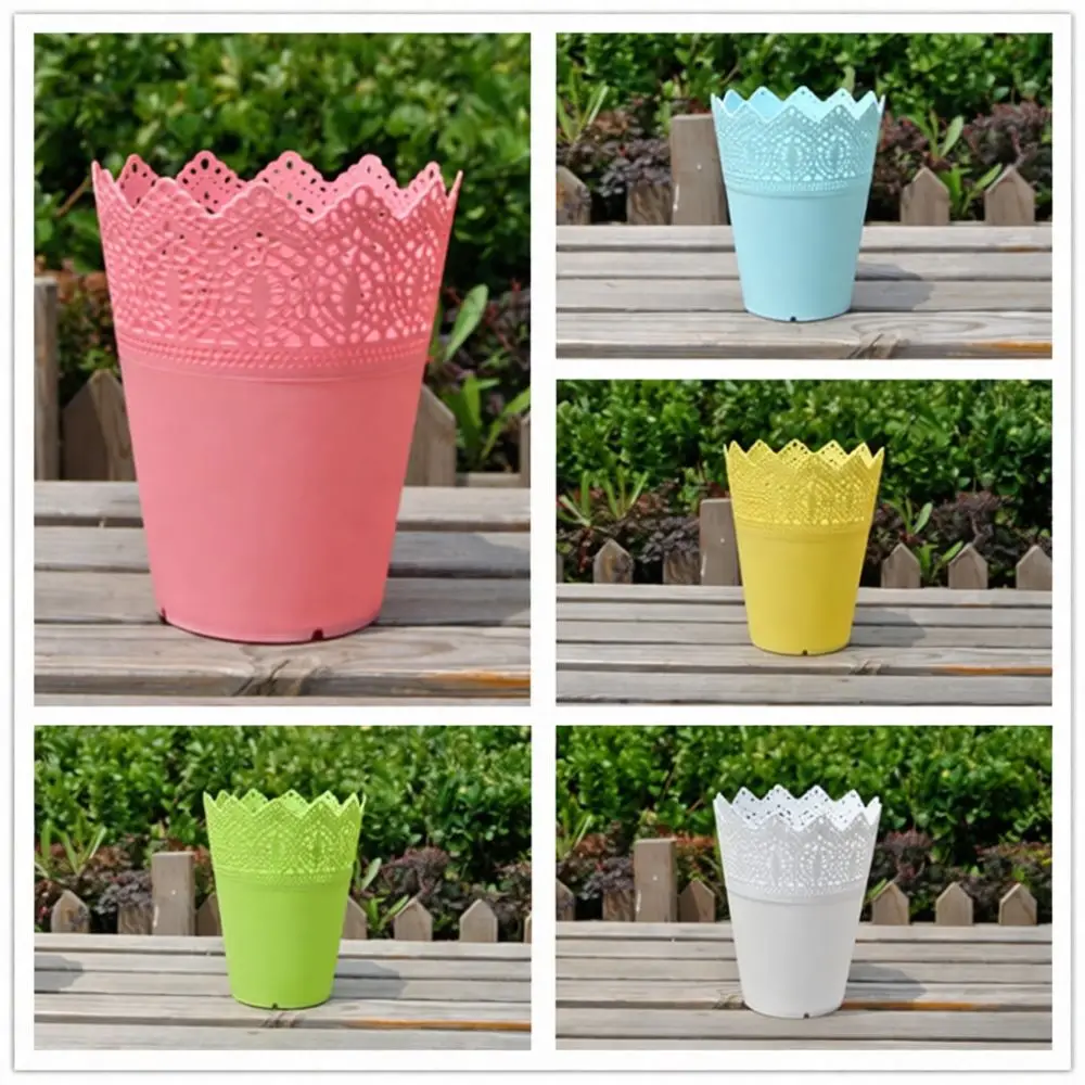 European Style Crown Flower Pot Resin Plastic Succulent Planter Hollow Desktop Organizer Makeup Brush Storage Vessel