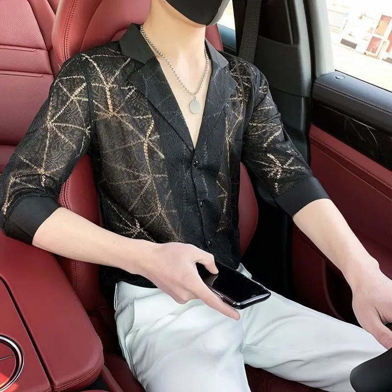 

Summer Thin Cutlery Shirt 2025 Half-sleeved Men Casual Top