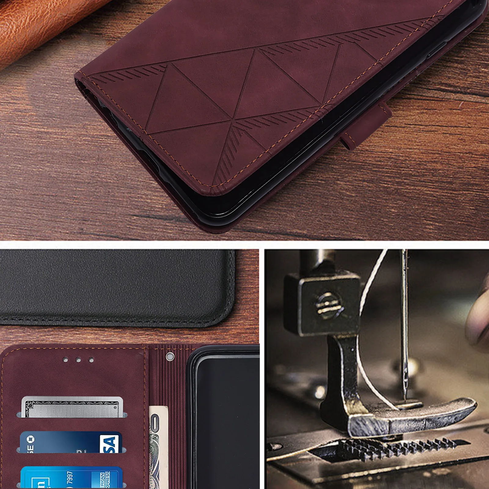 Leder Brieftasche Fall Buch Für Samsung Galaxy M62 M56 M55 M54 M53 M52 M36 M35 M34 M33 M32 M23 M15 M13 M12 M10S M10 M05 M04 Abdeckung – Detail 9