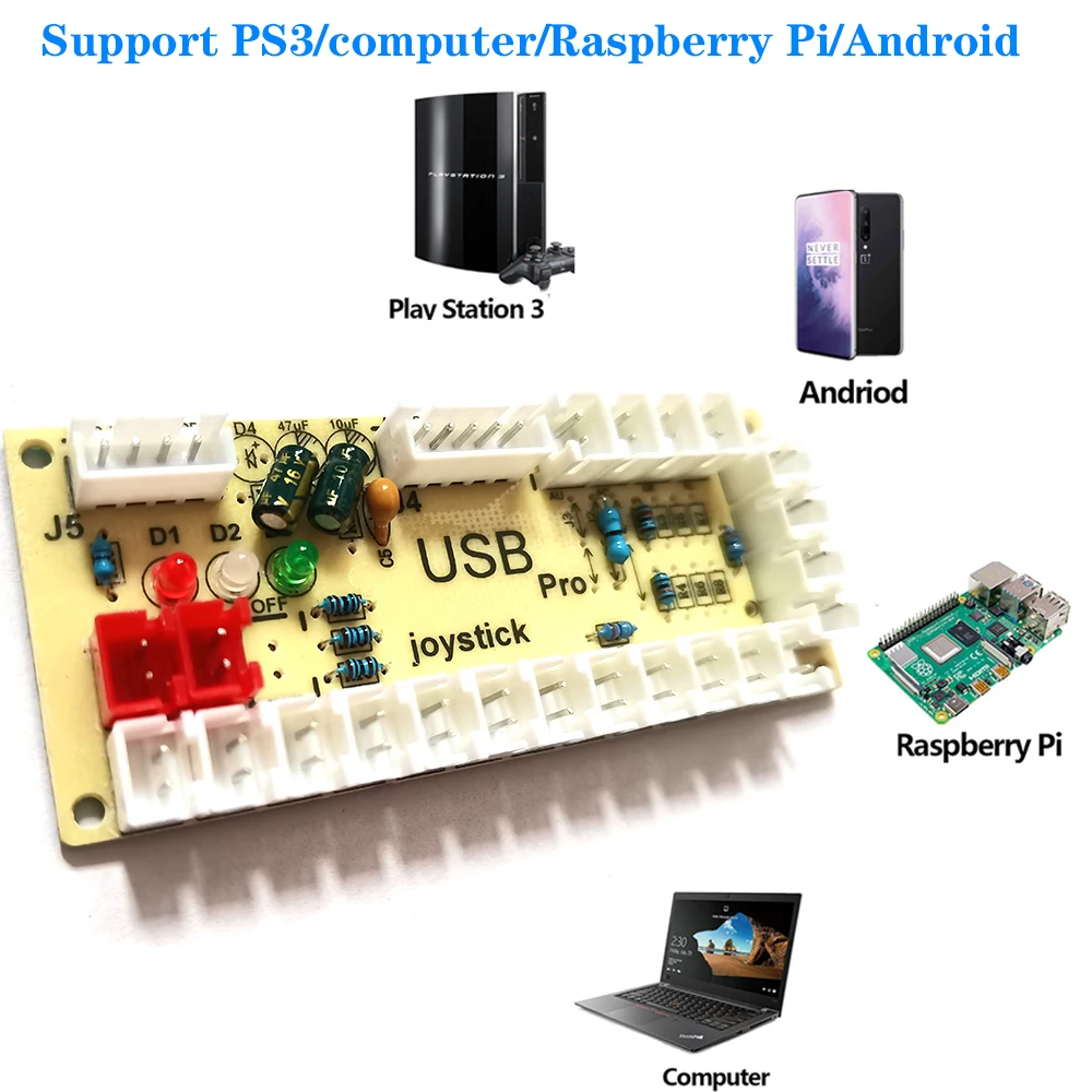 1 Arcade Zero Delay USB Joystick Encoder PCB Board Game Stick