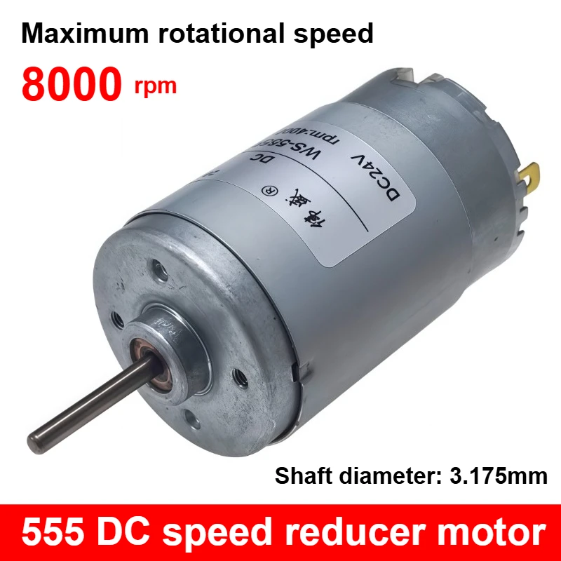 555 DC High-speed Motor Micro Motor 12V/24V Adjustable Speed Positive and Negative Rotation High Torque Diy Silent Motor