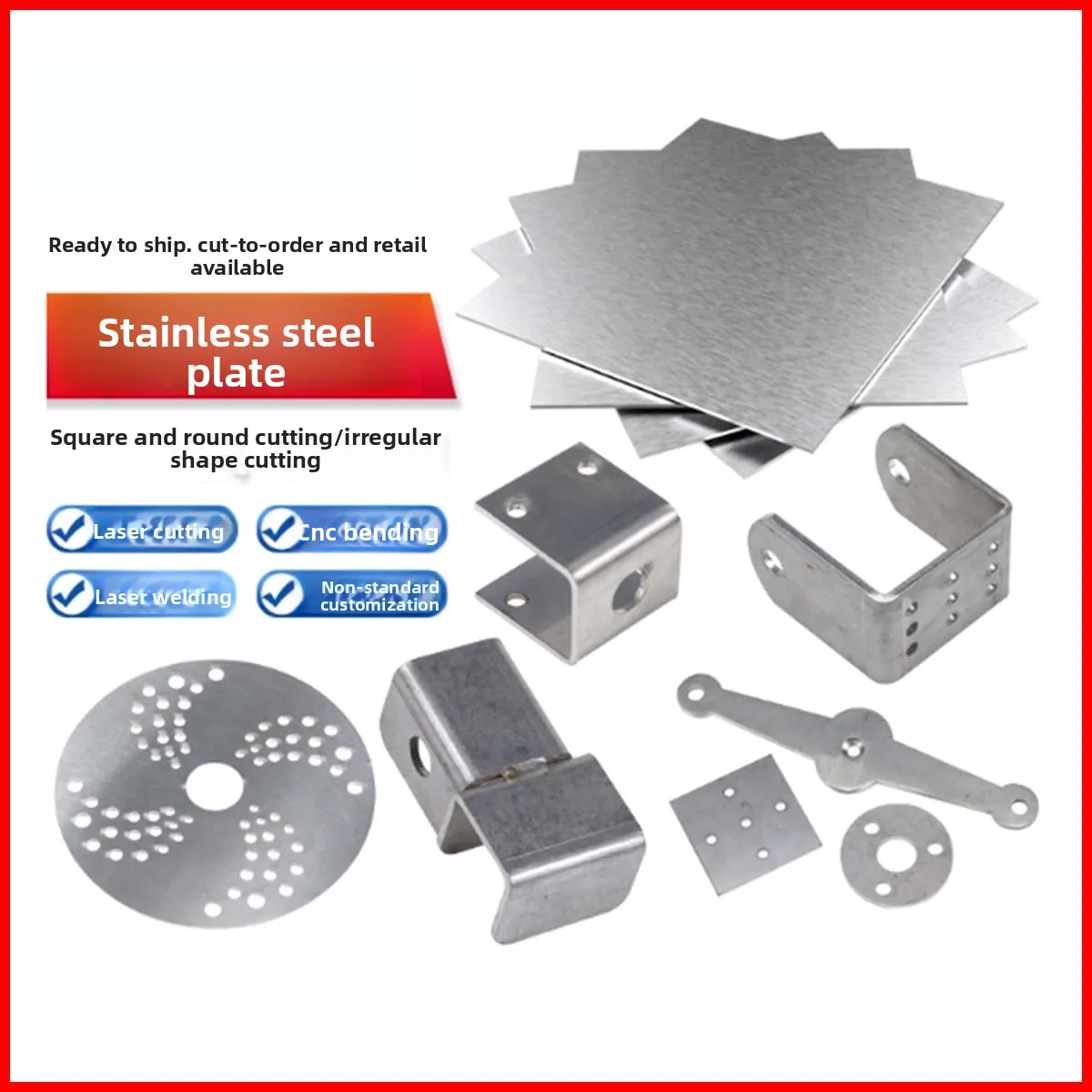 

Customizable 304 Stainless Steel Plates: Laser Cutting, Blanking, Hole-Punched Sheets, Bending, Welding & Brushing