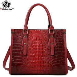 Bolso de mano con patrón de cocodrilo para mujer, bolsos de hombro de lujo, bandolera de piel de cocodrilo de diseñador, bolsos grandes para mujer