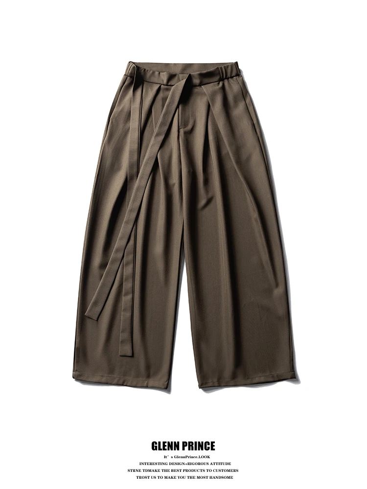 

Cleanfit Korean Style Men's Casual High Waist Loose Fit Pants High Waist Drapey Floor-Length Commuter Old Money Style Trousers
