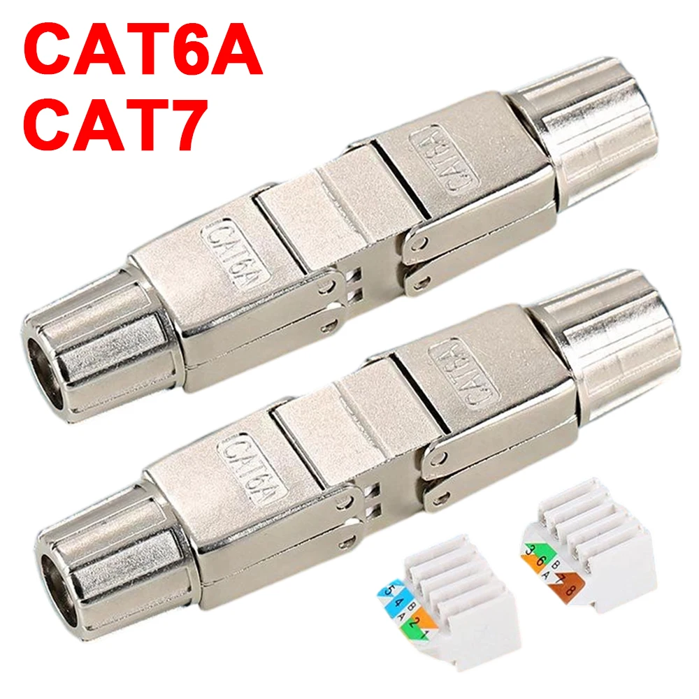Cat6A Cat7 Cable Extender Junction Adapter RJ45 Cable Extension Connector Full Shielded Toolless for Ethernet Installation Cable