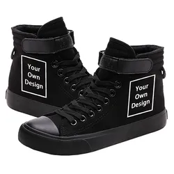 Zapatos deportivos de lona para hombre y mujer, Zapatillas altas informales con imagen de logotipo de diseño personalizado, Diy