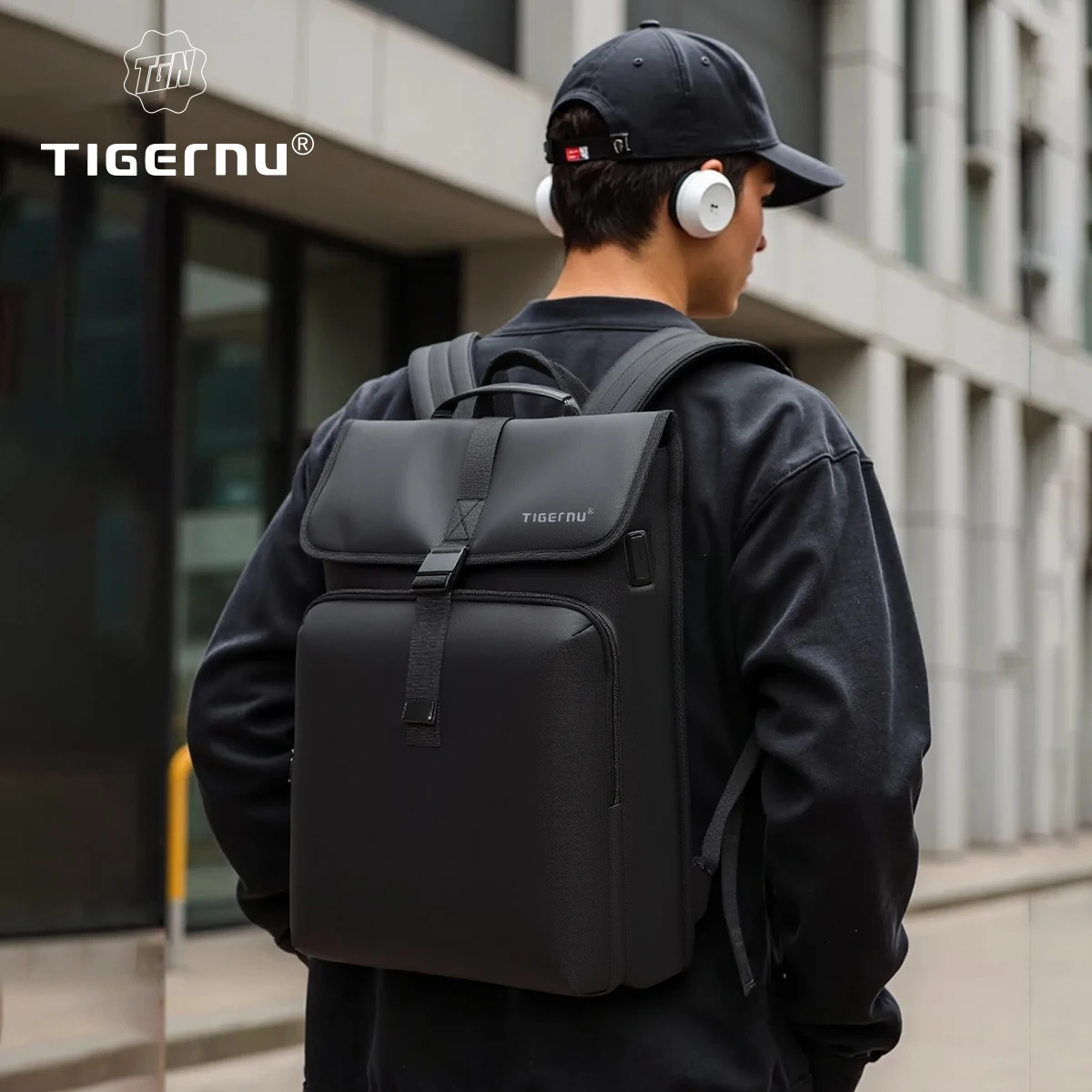 

Tigernu мужской легкий городской USB рюкзак бизнес для ноутбука 15,6-17 дюймов модный рюкзак брызгозащищенный многофункциональный рюкзак для ноутбука