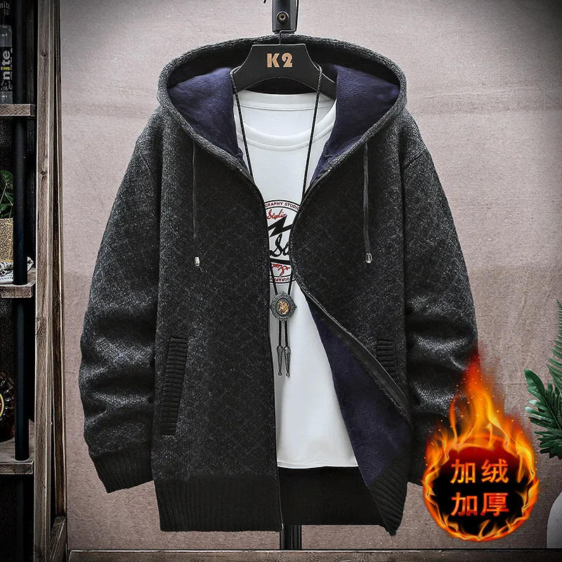 الخريف والشتاء جديد الرجال عارضة مقنعين سترة سترة تنوعا المخملية سميكة سترة