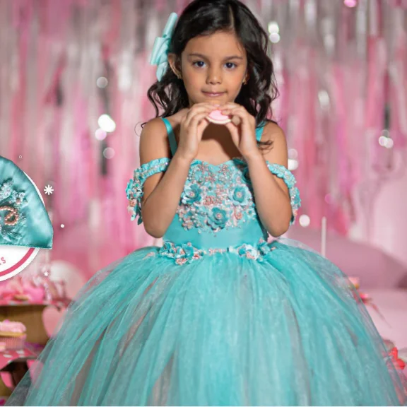 Customized Mini Quinceanera Dresses Mexican Ball Gown Tulle Pearls Flower Girl Dresses For Weddings Charro Pageant Dresses Baby