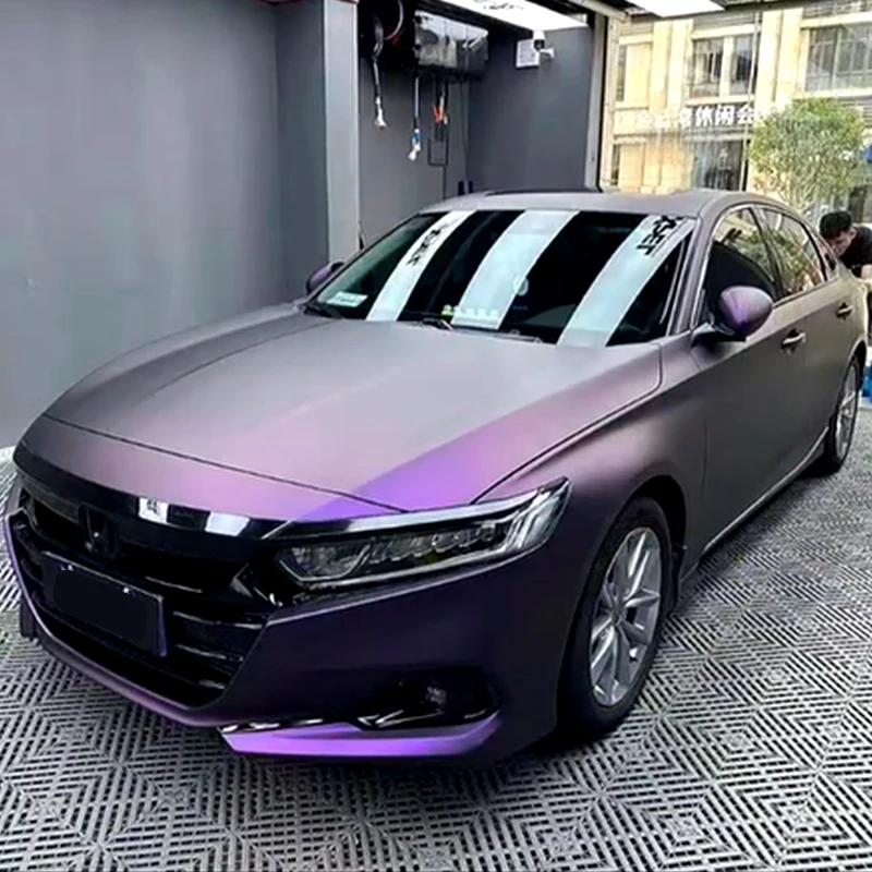 Film adhésif pour voiture en vinyle PET violet mat Pinot Noir, imperméable, changeant de couleur, auto-adhésif, sans bulles, avec technologie Air Release