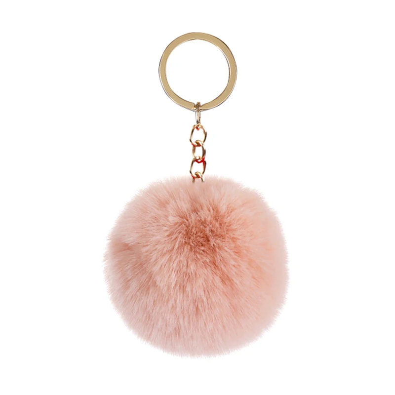 Fluffy Fur Pom Keychain Soft Faux Colorful Rabbit Fur Ball Car Keyring Pompom Key Chains Key Holder Women Bag Pendant