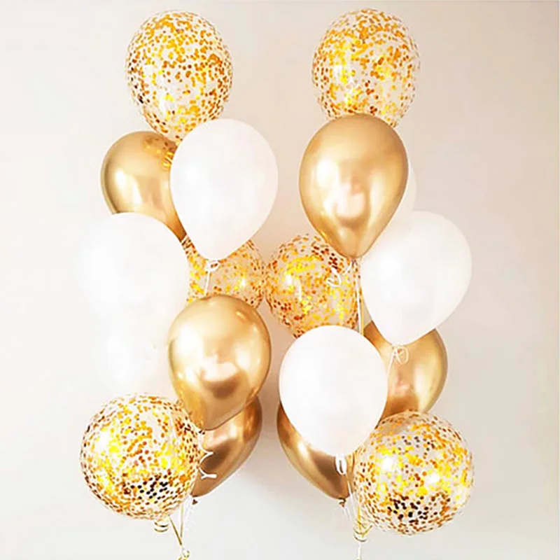 18pcs Rose Gold Confetti Latex Balloons Happy Birthday Party Decorations Adult Kids 1 2 3 5 10 14 15 18 30 35 40 50 60 Year Old