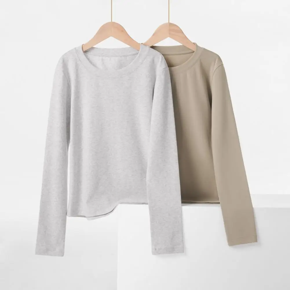 

Fleece Lined Top Women's Long Sleeve Crew Neck T-shirt Bundle Breathable Skin-friendly Tee Fleece Lined Base Layer for Autumn