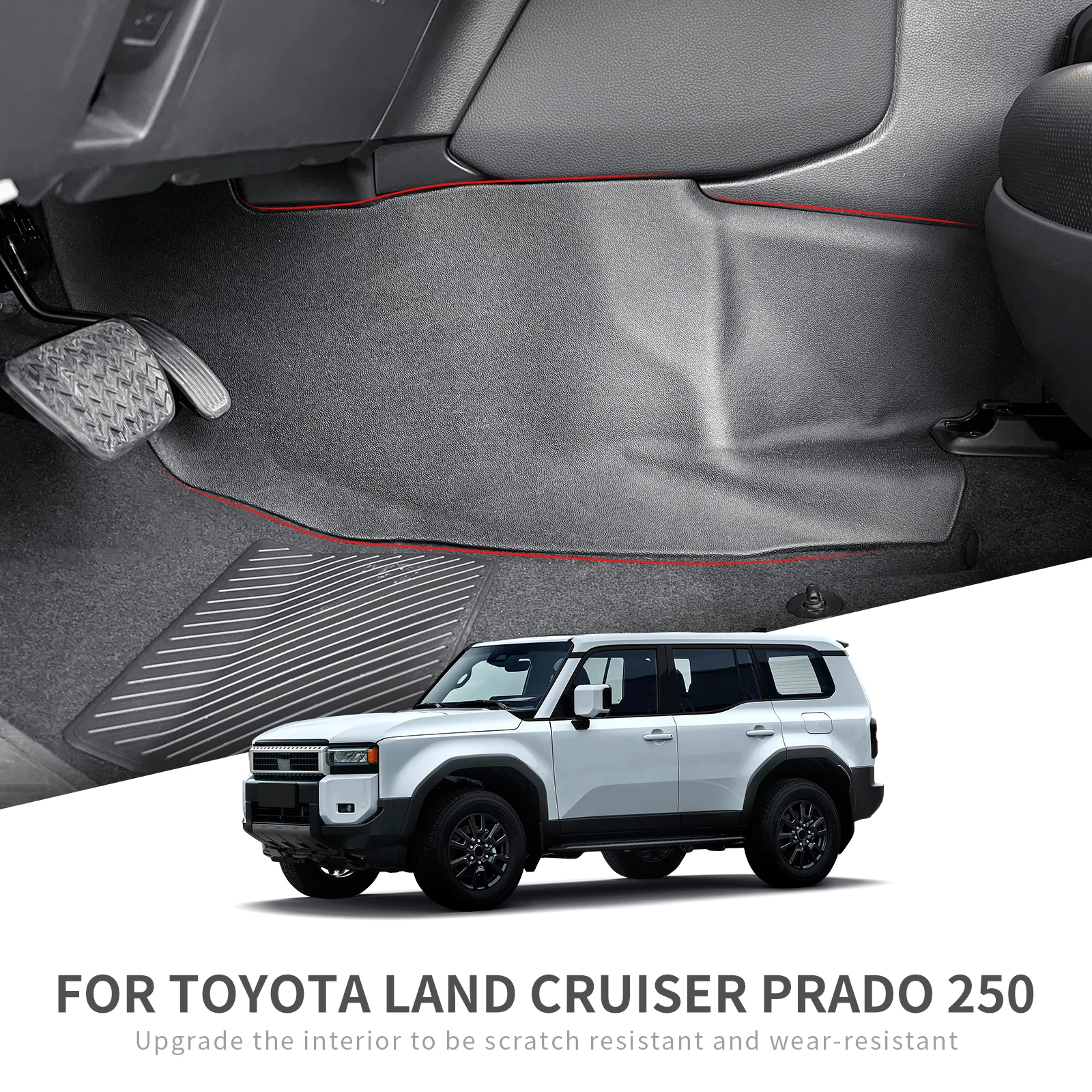 Center Console Side Anti-Kick Mat TPE Dirt Protector Cover Pad Black for Toyota Land Cruiser Prado 250 LC250 J250 2024 2025