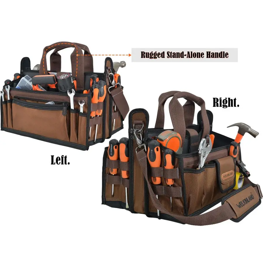 20Pockets Tool Tote Bag, 16 Electrician Tool Bag, OpenTop Tool Bag, StayUp HVAC Tools Bag, Brown Tech Tools Bags, HVAC Bag, Tool