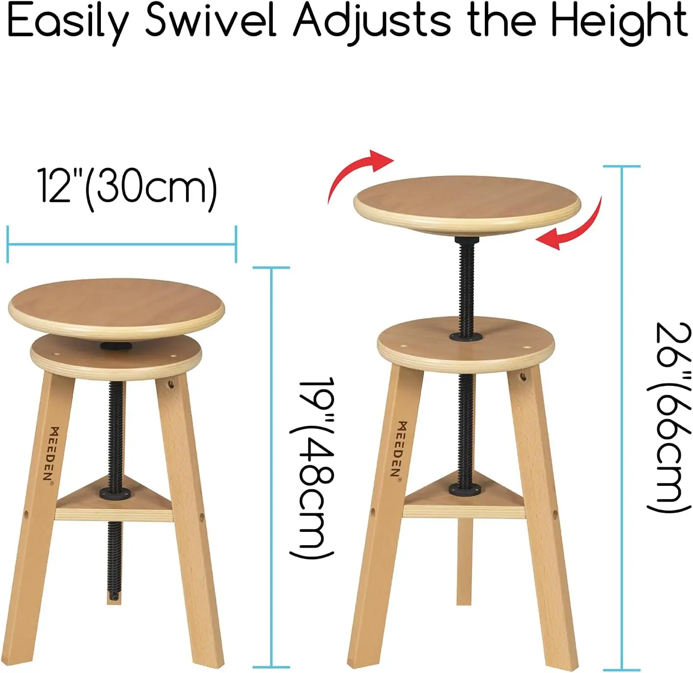 MEEDEN Wood Drafting Table & Stool Set,Artist Stool and Craft Table with Adjustable Height,Tiltable Tabletop for Artwork,