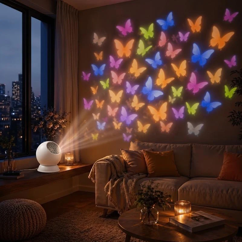 Butterfly LED Projector Light Bright Colorful Projection Multi Lighting Modes for Bedroom Living Room Home Decoration
